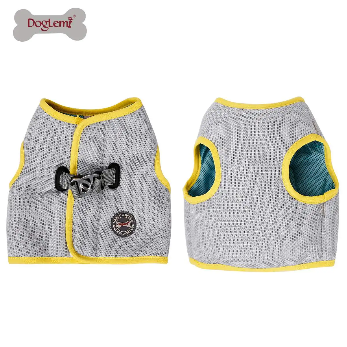 Летняя собачья охлаждающая дышащая шлейка для собак, БЫСТРОРАЗЪЕМНАЯ поводок для собак, кошек, домашних животных, ошейник для щенка, крутой - Цвет: Серебристый