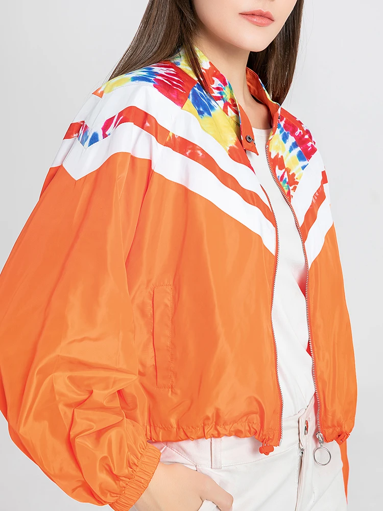 

Spring Thin Women's Jackets Casual Multicolor Print Coat Zipper Pocket Female Long Sleeve Outwear Clothes Short Bomber Jacket #3