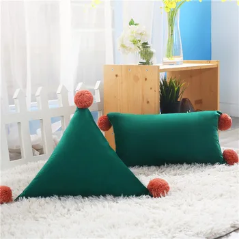

Handmade big ball Triangle pillow solid color sofa cushion Decorative pillows for sofa