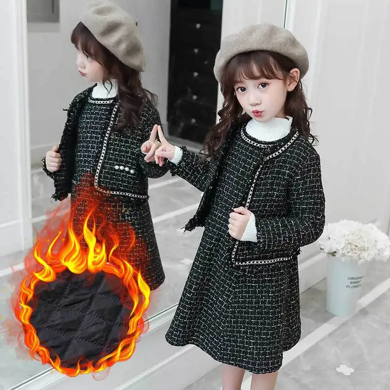 

Teenage Girls Clothing Set Winter Plaid Jackets Vest Dress Suit for Girls Clothes School Children Clothes Kids Clothes Tracksuit