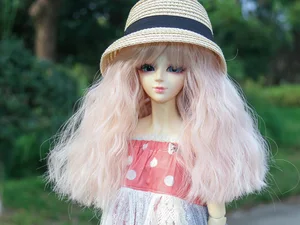 Miss U Hair 8-9 дюймов 1/3 7-8 дюймов 1/4, парик для шарнирной куклы MSD DOD Pullip Dollfie, длинные вьющиеся курчавые розовые волосы, не для человека
