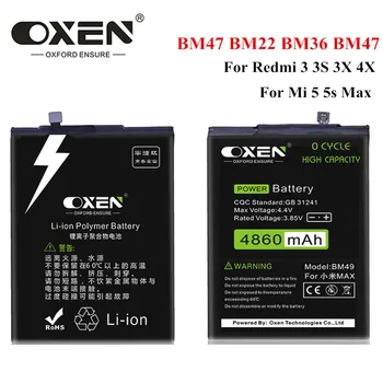 

OXEN BM47 BM22 BM49 BM36 Battery for Xiaomi Mi 5 5s Max Redmi 3 3S 3X 4X Phone Batteries Lithium Polymer Replacement Bateria