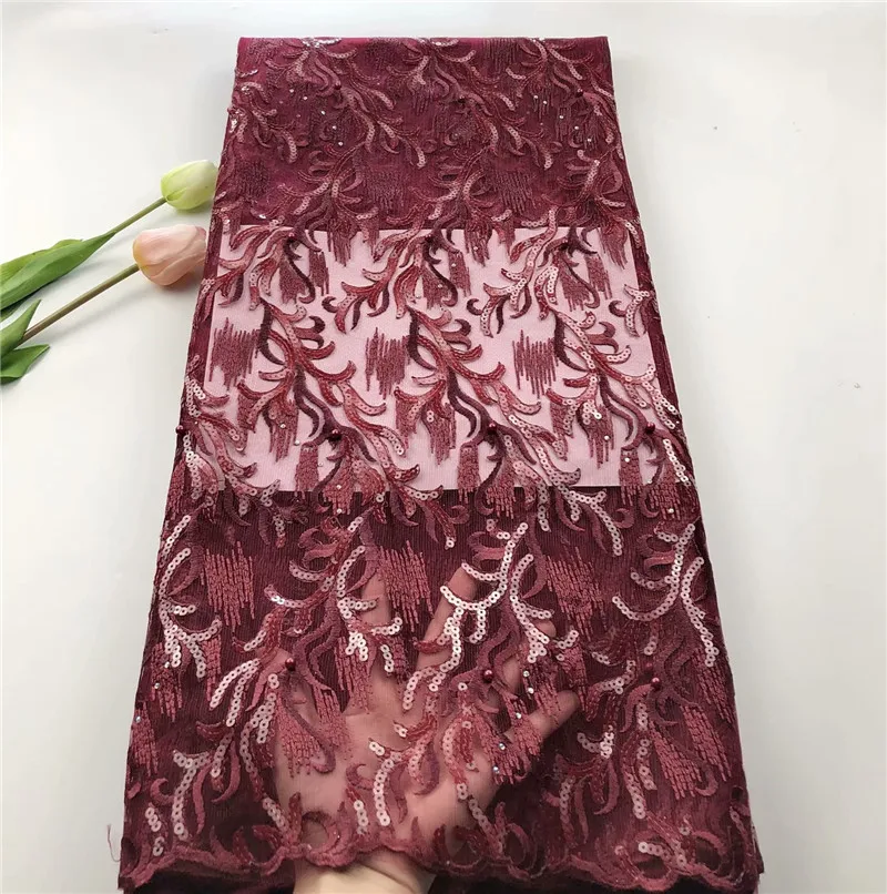 Высококачественная африканская кружевная ткань красивая французская сетчатая вышивка Тюлевое кружево с пайетками ткань для нигерийских вечерние платья новейшая