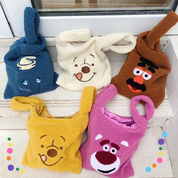 

IVYYE Lotso Bear Fashion Anime Plush Shoulder Bags Soft Cartoon Tote Casual Handbag Fluffy Dolls Phone Bag Lady Girls New