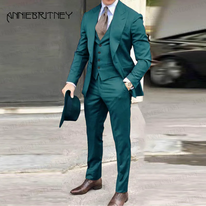 Dark Green Suit Men 3 Pieces Set Prom 