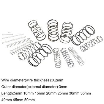 

20PCS 0.2*3*5-50mm Spring Steel Small Compression Release Mechanical Return Spring Pressure Spring OD 3mm 0.2x3x5-50mm