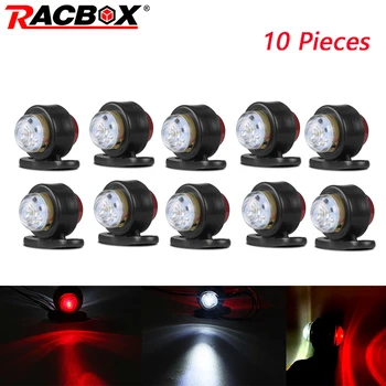 

10pcs Racbox Red White Truck Double Side Marker Led Lights signal Indicator Lamp 12V 24V Universal For Car Trailer Lorry Van