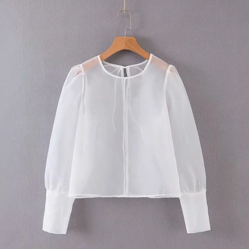 

Women Sun Protection Transparency Blouses Summer Chiffon Bow-knot Sexy Blouse Perspective Shirt