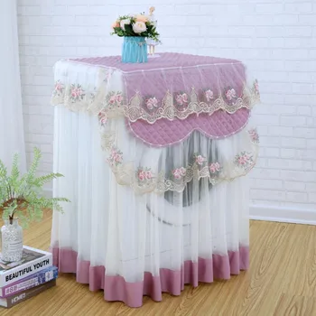 

New Hot Embroidery Floral Protector Washing Machine Covers Romantic Lace Dustproof Washing Machine Cover Home Decor 60*60*85cm