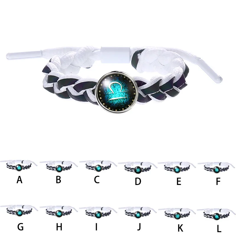 

2020 new fashion Fashion 12 Constellations Couple Bracelet Reflective Student Couple Weaving Color Bracelet Dropshipping #82070