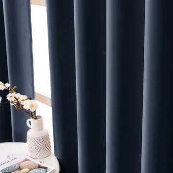 

Modern Blackout Curtains for Living room Bedroom Curtains for Window Drapes Deep Blue Finished Blackout Curtains 1 panel blinds