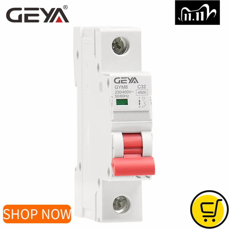 GEYA GYM8 1P Мини автоматический выключатель 6A 10A 16A 20A 25A 32A 40A 50A 63A 220В/400В MCB C Кривая с