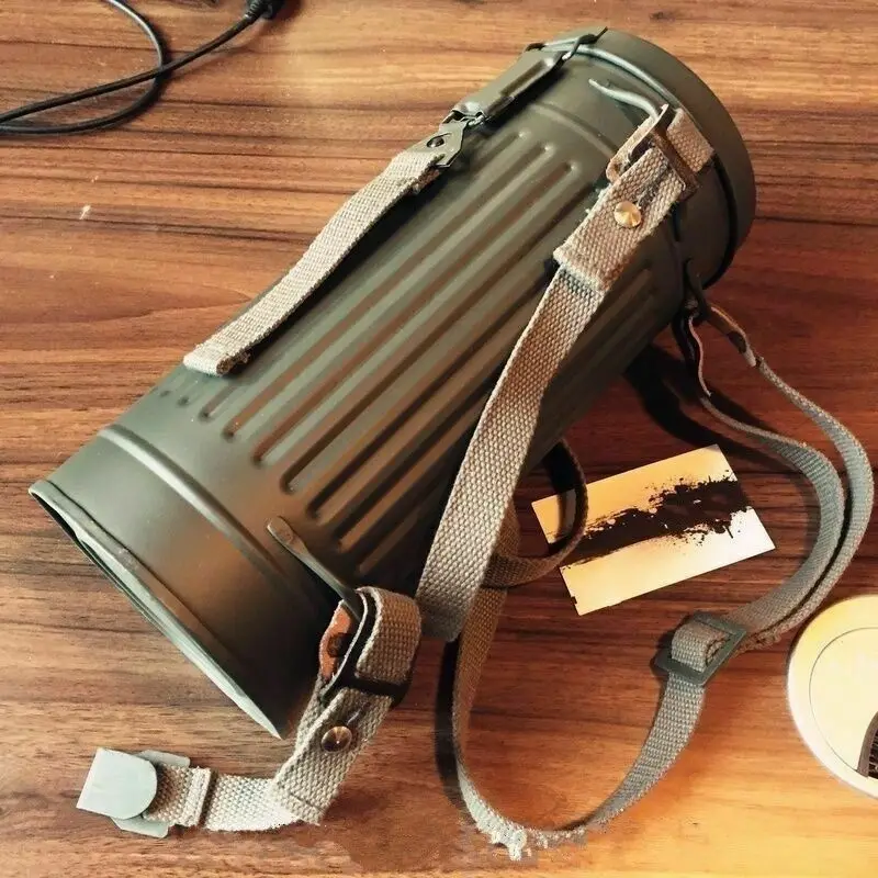 tomwang2012. WWII WW2 GERMAN ARMY GAS MASK CANISTER CONTAINER BOX WITH STRAP MILITARY COLLECTION WAR REENACTMENTS