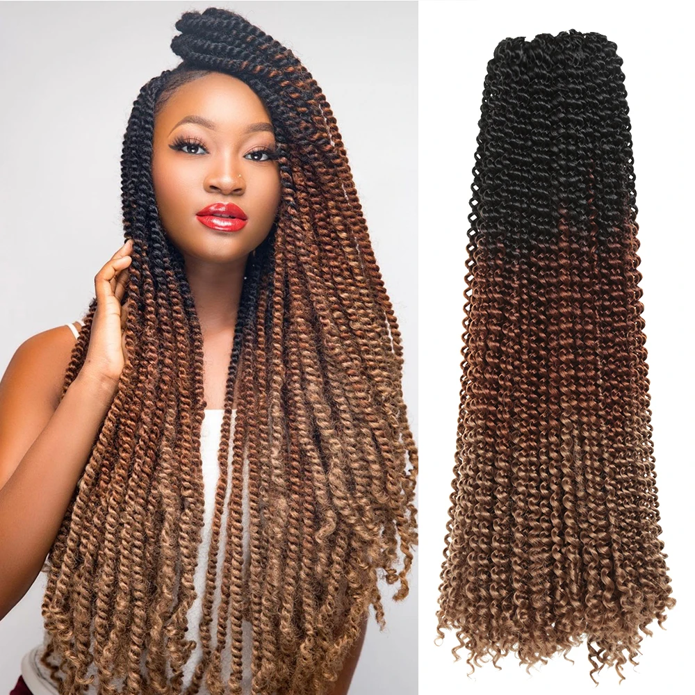 Long Passion Twist Crochet Hair Extensions 16Roots/pack Water Wave Ombre Synthetic Braiding Bohemia Crochet Braids For Women