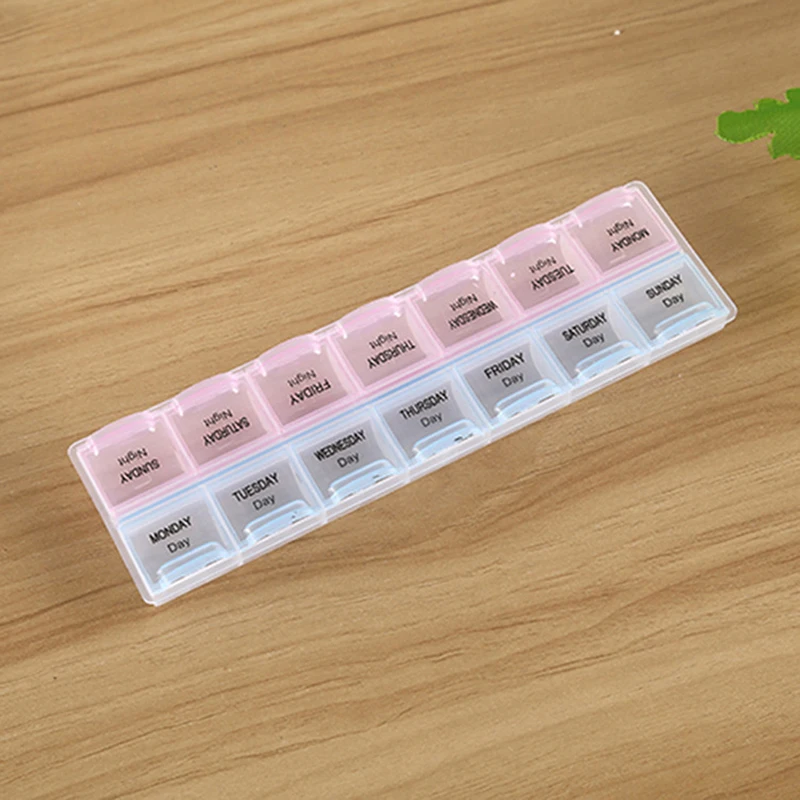 7 Day Style Pill Medicine Kit Tablet Pillbox Dispenser Organizer Case With 14 Compartments Pill Box Multicolor Container