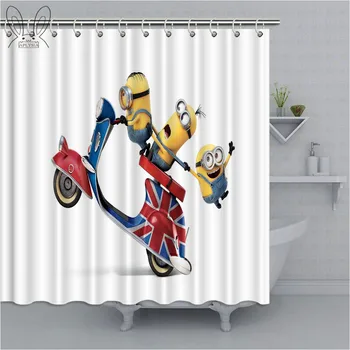 

Yellow Minion Shower Curtain 3D Cartoon For Kids Bathroom Decor Waterproof Polyester Fabric Bath Curtain Bathing Cover Sets