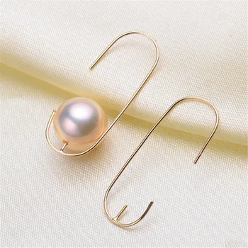 

G18K Gold Earring Hooks with Eyepin Bead Caps, Yellow Karat Gold Solid 18ct oro French Earwire Dangle Pearl Earrings