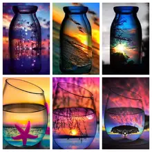 GATYZTORY 5D алмазная живопись Полная площадь DIY домашний декор мозаика Стразы картина логотип на заказ удивительный вид через стеклянную чашку