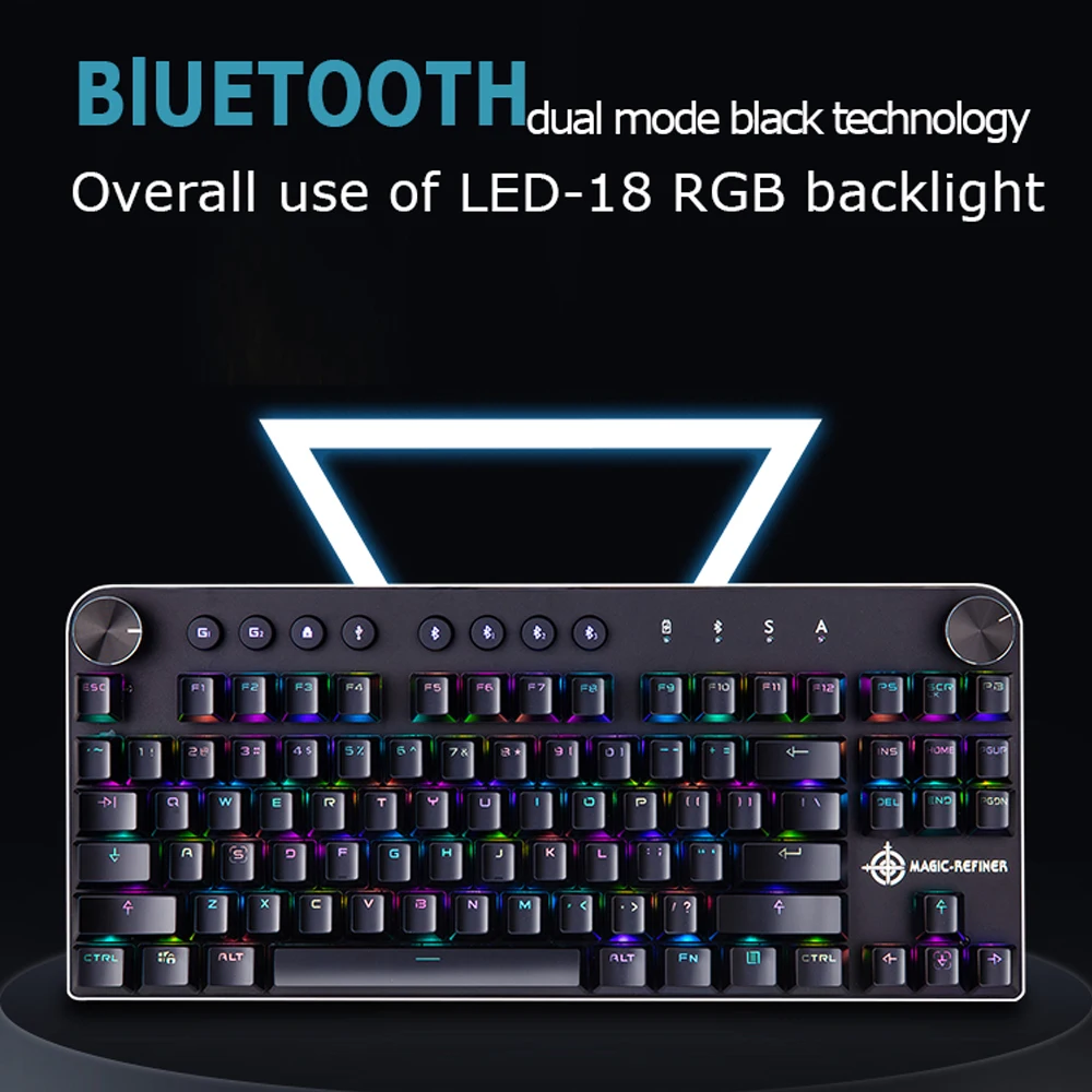  Magic Refiner MK11 Wireless Bluetooth Two Mode Mechanical Gaming Keyboard Ergonomics Design RGB Bac