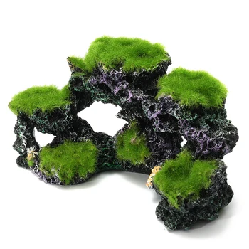 

New Resin Aquarium Coral Reef Moss Rock Fish Tank Marine Island Ornament Cave Decor