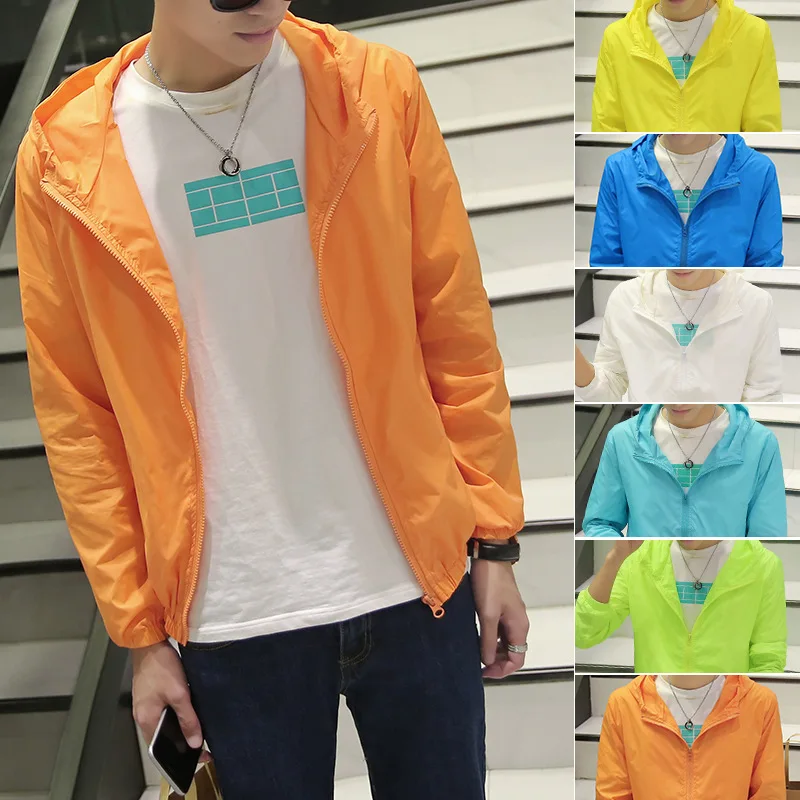 

Summer Men Thin Sun-resistant Wind Shield Teenager S Code Slim Fit Hooded Students Coat Jacket Fashion Coat