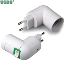 Белый черный Европейский ЕС вилка PP к E27 E26 360 градусов Поворотная лампа преобразования Ночная светодиодная розетка держатель лампы с переключателем