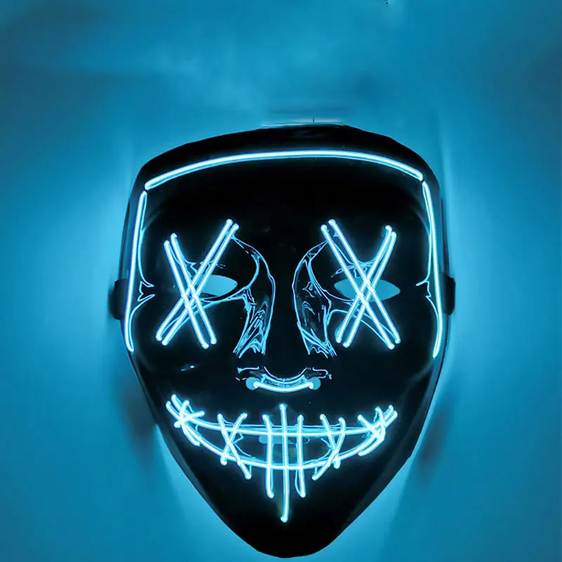 

Светодиодная неоновая маска для Хэллоуина, украшение для вечевечерние на Хэллоуин, подарок, бара, косплей, праздничная лампа для селфи с аккумулятором