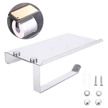 

Toilet Paper Holder Stainless Steel Paper Phone Holder Bathroom Wall Mount Roll Paper Holde Tissue Storage Shelf Rack