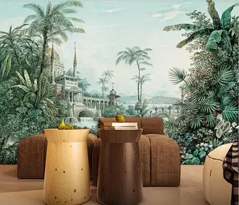 

Custom 3d wallpaper mural hand-painted tropical rainforest landscape background wall home decoration papel de parede