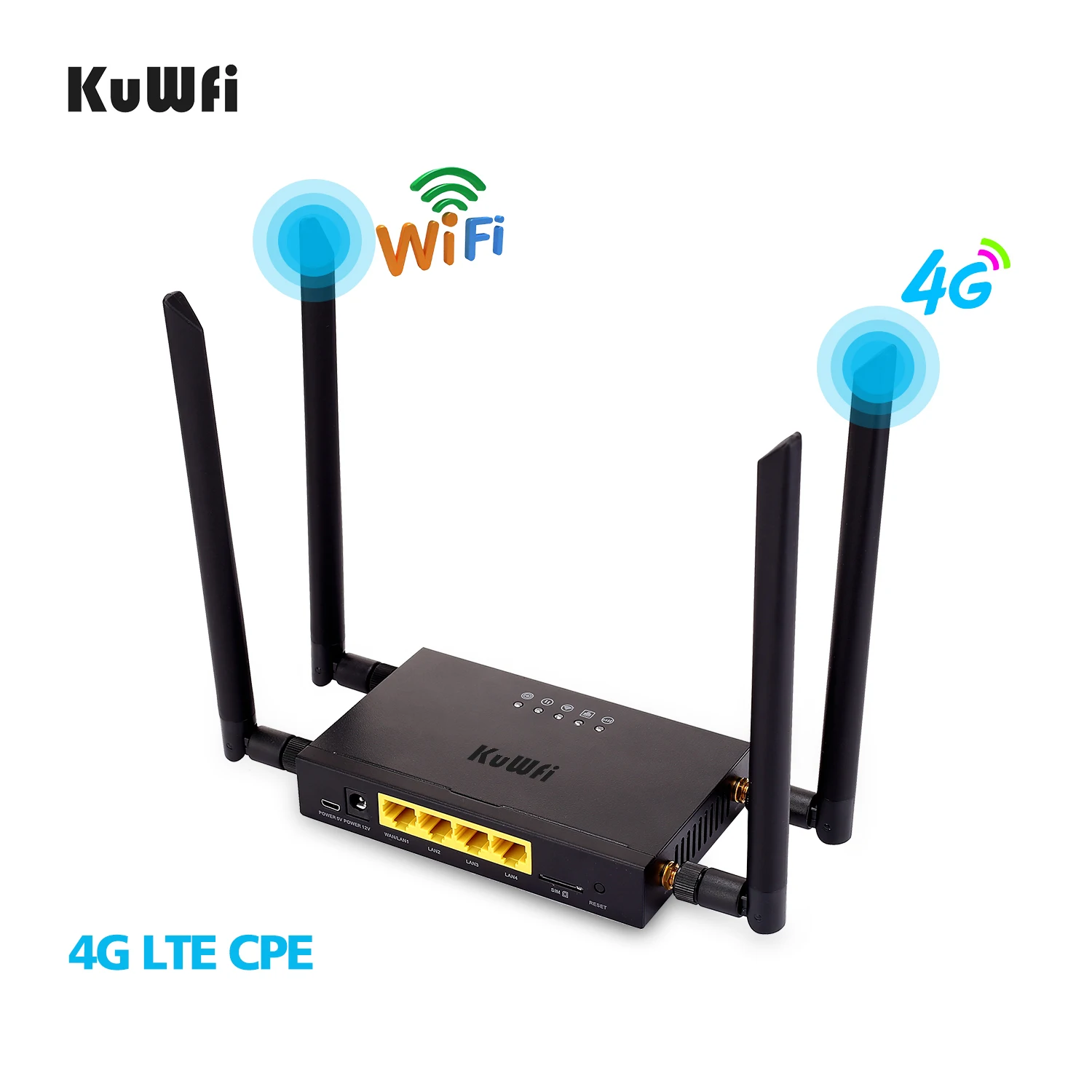 KuWFi 4G LTE WiFi беспроводной маршрутизатор 300 Мбит / с Cat 4 Высокоскоростной