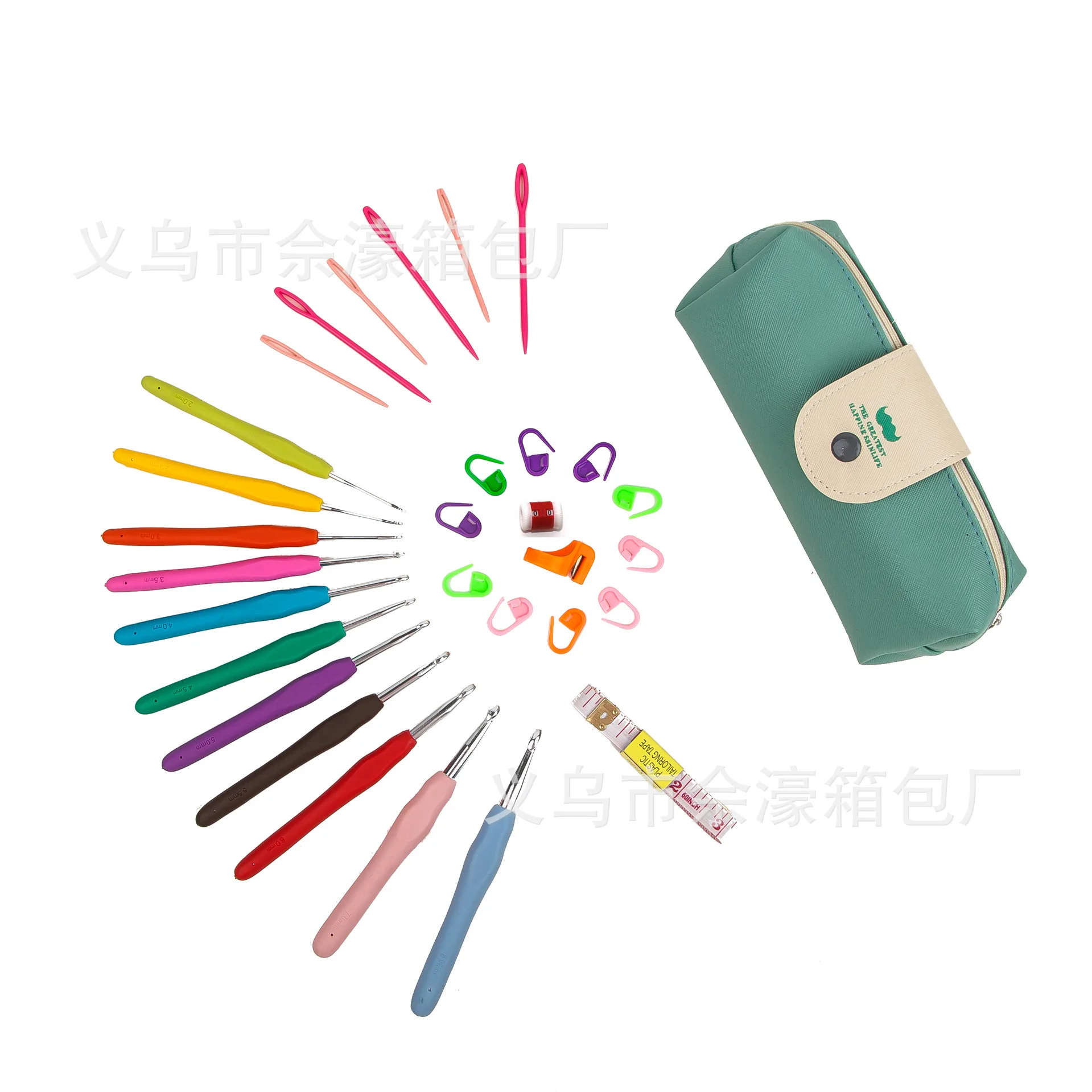 New Products TPR Soft Handle Crochet Hook Set Handmade DIY with Weaving Tool Accessories Mark Buckle 31 Pieces
