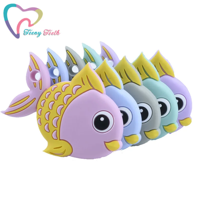 

1 PC BPA Free Baby Silicone Fish Teethers Toddle Teething Toys Cute Animal Baby Teether Silicone Necklace Food Grade Silicone