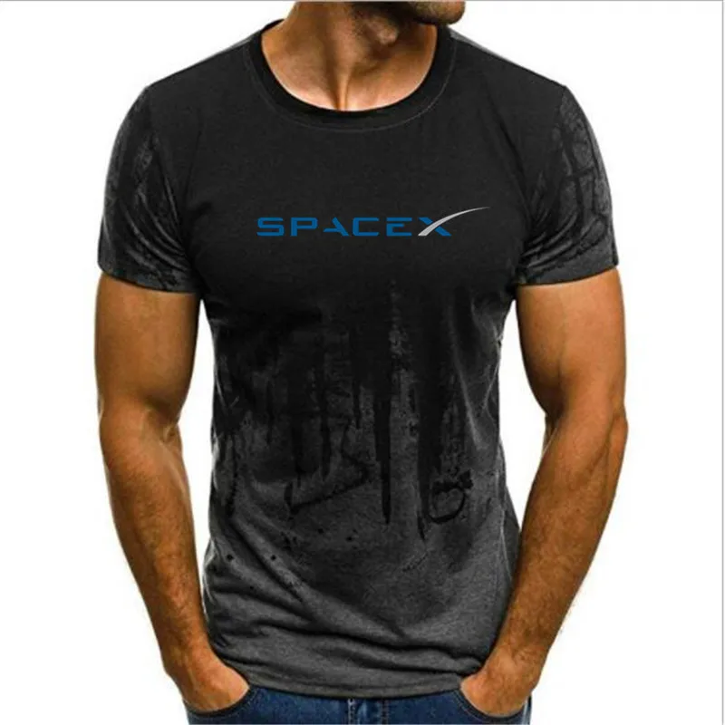 free shipping SPACEX SPACE X SPACE-X ELON MUSK FAN SPACE SCIENCE LOGO T-SHIRT FALCON [S-4XL] New T Shirts Funny Tops - Цвет: Серый