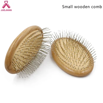 

Wooden Handle Detangling Hair Brush Hair Styling Steel Combs Wide-Toothed Round Head Massage Brush Reduce Hair Loss Tool