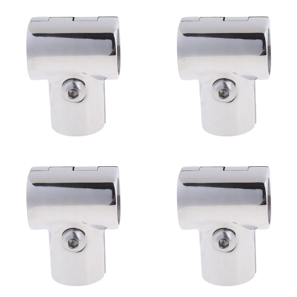 4Pcs Stainless Steel Bow & Boat Hand Rail 90 Degree Tee Fitting 1