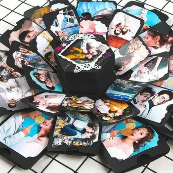 

Birthday Wedding Creative Gift for Friend Explosive Box Self-adhesive Photo Album Hexagon Diy Handmade Photo Album