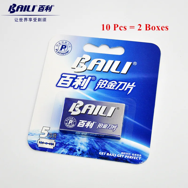 BAILI 10Pcs Ultra Thin Safety Razor Blades For Shaving Double Replaceable Stainless Steel Razor Men Shaver Blade BP007A