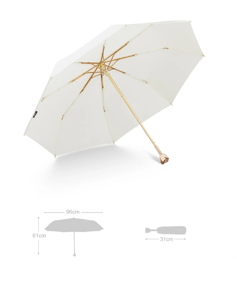 Натяжная рукоятка класса люкс ветра 3 складной зонтик Анти-УФ Защита от солнца/дождь Замечательный подарок для подруги и элегантный зонт