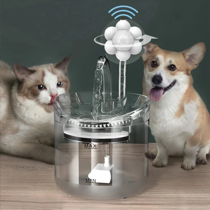 2L Intelligent Cat Water Fountain With Faucet Dog Dispenser Transparent Drinker Pet Drinking Filters Feeder Motion Sensor | Дом и сад