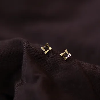 925 Sterling Silver Geometric Diamond 14k Gold Plating Earrings Women Korean Style Cold Noble Student Jewelry Friendship Gift