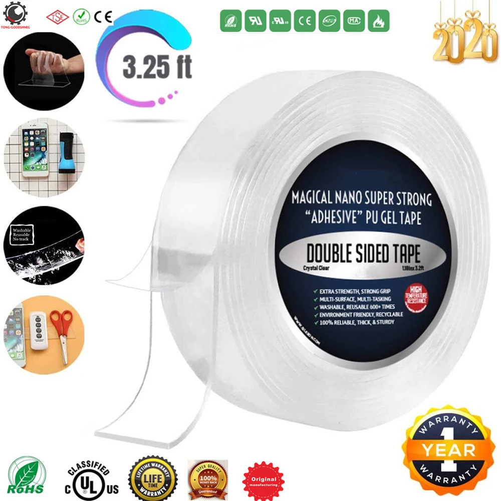 Nano Gel Two Side Adhesive Tape Removable Wide Double Sided Tape Heavy Duty Reusable Waterproof Bond Carpet Tape Mounting Tape Tape Aliexpress