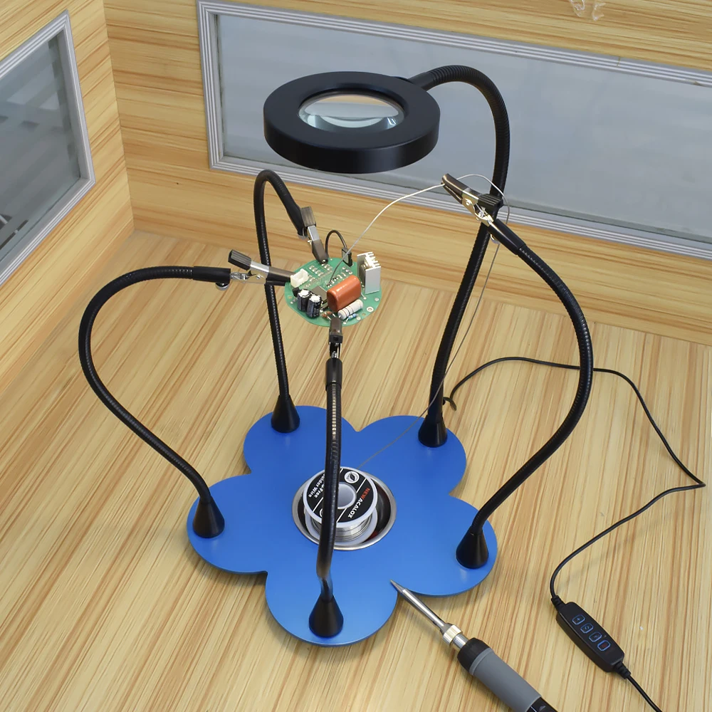  Toolour Soldering Helping Hand USB 3X Glasses Magnifier Welding Station Flexible Arm PCB Board Tray - 4000148174285