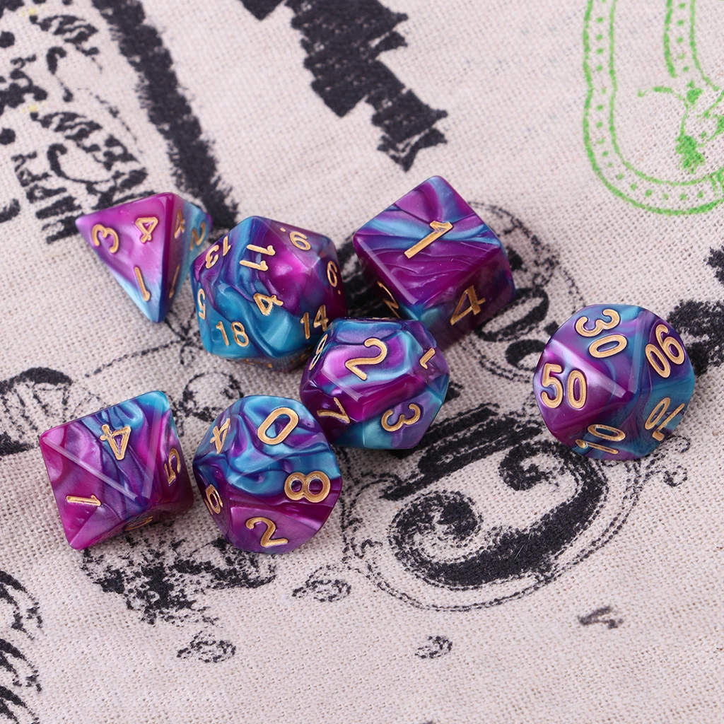 7Pcs Polyhedral Dice Double-Colors Polyhedral Game Dice for RPG Dungeons and Dragons DND RPG MTG D20 D12 D10 D8 D6 D4 Table Game