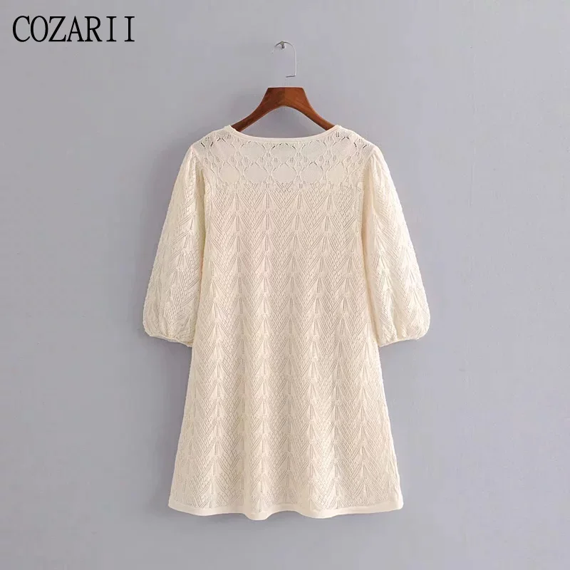 COZARII, летнее женское платье, vestidos, повседневный стиль, с вырезом, с круглым вырезом, с пышными рукавами, vestidos de fiesta, вечернее платье, топы размера плюс