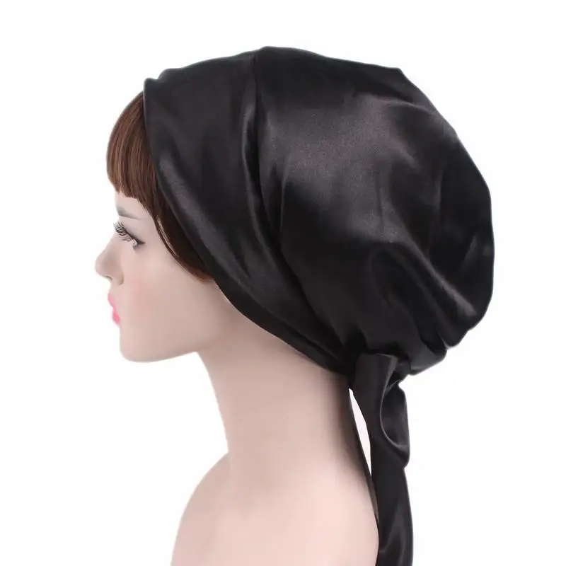 Атласный Женский хиджаб химиотерапия шляпа тюрбан головы шарфы для выпадения волос головной убор Бандана Повязка с бантиком шарф раковые шапки шапочка-бини Мода
