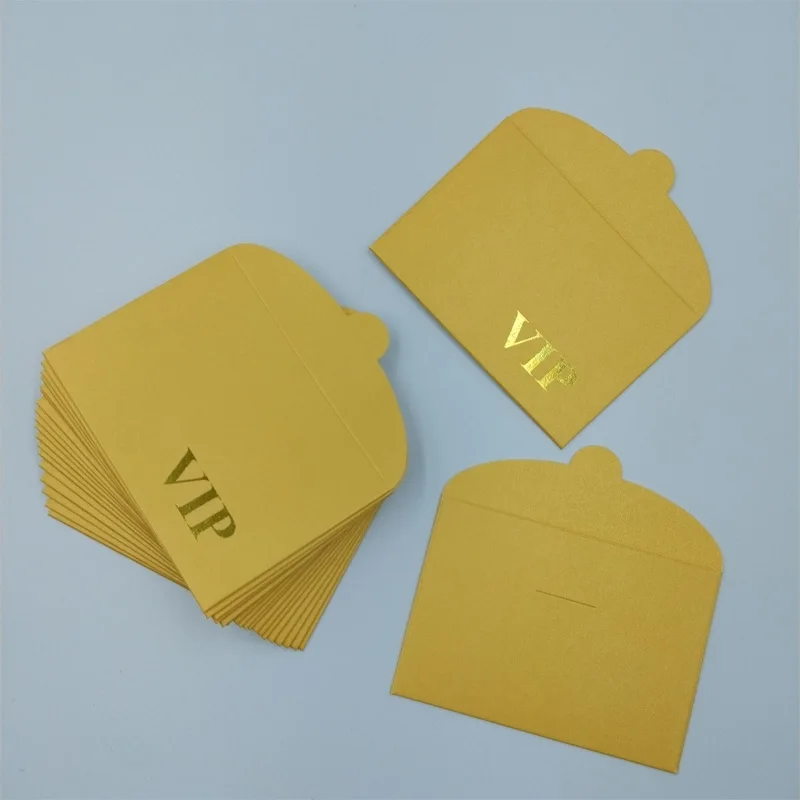 50 шт 10x7 см(3," x 2,7") Мини-конверт жемчужного цвета с золотым тиснением VIP, крышка для Членской Карты VIP - Цвет: Gold