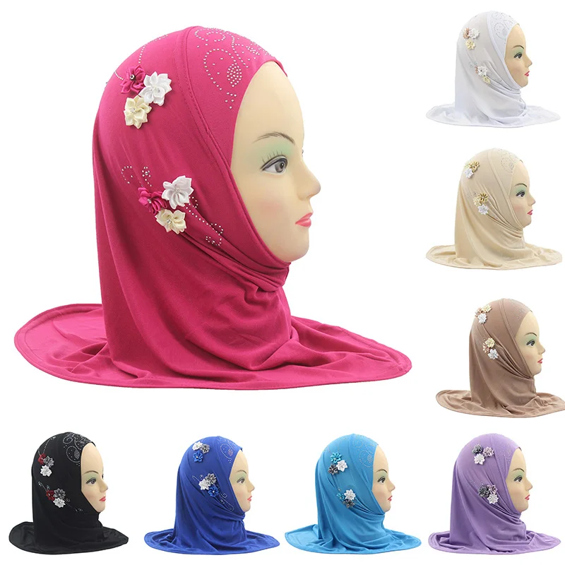 Модные аксессуары для девочек; мусульманский хиджаб шарф в арабском стиле; шали с 6 красивыми цветами