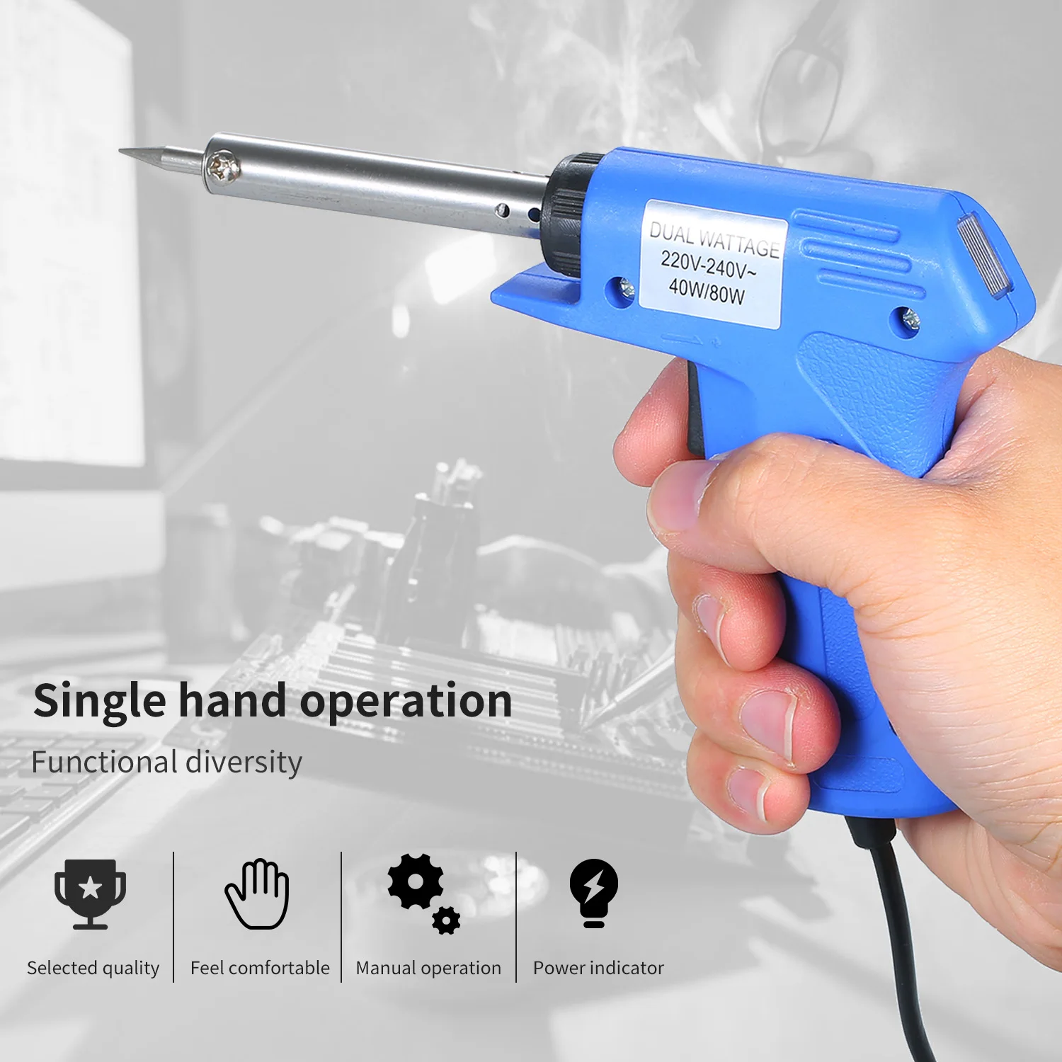 electronics soldering kit Double Power Electric Soldering Iron Gun type Electric Soldering Iron Power Adjustable Soldering Iron Gun 40W/80W Adjustable best soldering iron