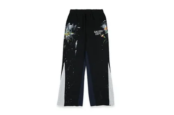 

High Quality 2020 Galerie Dept Graffiti Printing Wide Leg Pants Men Women Couples Sweatpants Stitching Color Loose Fit Pants