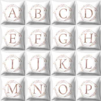 

1Pcs Rose Gold Decorative Pillow English Alphabet Letter Cushion Cover Polyester Pillow Case Sofa Kussenhoes Home Decor 40803